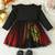 Black & red printed net fit & flare girls dress