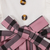 White & pink checked print cotton blend fit & flare girls dress