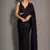Black beads work shiny georgette partywear saree with full of beads work blouse fabric.