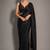 Black beads work shiny georgette partywear saree with full of beads work blouse fabric.