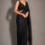 Black beads work shiny georgette partywear saree with full of beads work blouse fabric.