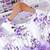 White & lavender floral print net fit & flare girls dress