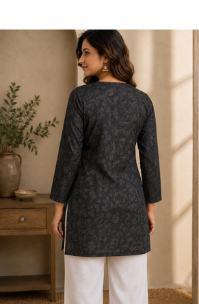 BLACK Rayon DIGITAL PRINTED KURTI  3