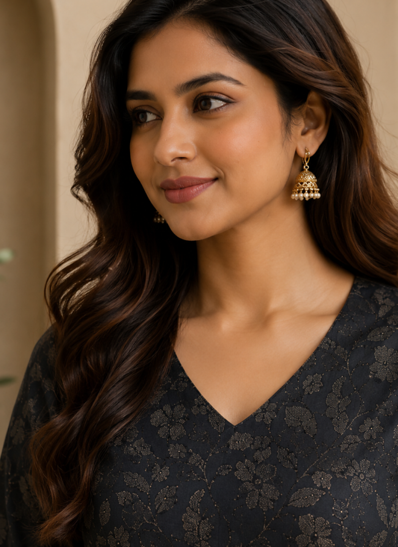 BLACK  REYON WITH DIGITAL PRINTED STYLISH WEAR KURTI 