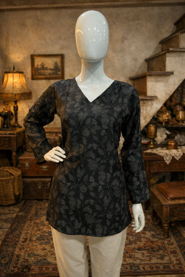 BLACK Rayon DIGITAL PRINTED KURTI  5