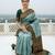 Sea green soft silk blend banarasi jacuard work designer party wear saree with unstitched blouse piece