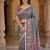 Roman Silk With ajarakh Print And Real Mirror work Women's Saree With Blouse Set