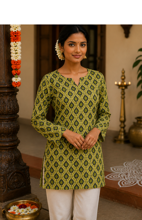 LIGHT GREEN Rayon DIGITAL PRINTED KURTI  1