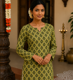 LIGHT GREEN  REYON WITH DIGITAL PRINTED STYLISH WEAR KURTI 