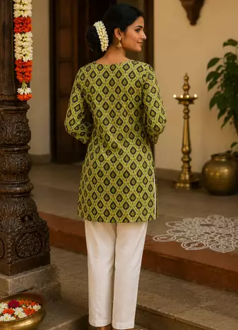LIGHT GREEN Rayon DIGITAL PRINTED KURTI 