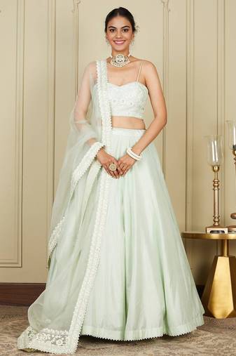 Silk Blend Embroidered work wedding Lehenga choli with dupatta.