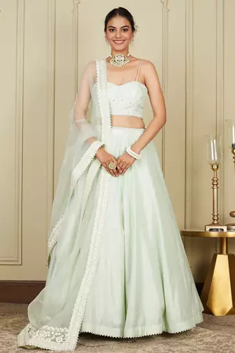 Silk Blend Embroidered work wedding Lehenga choli with dupatta.