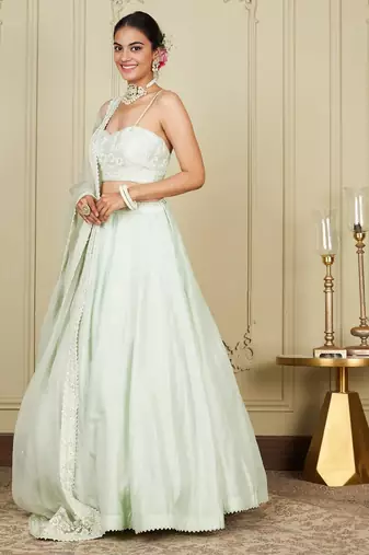 Silk Blend Embroidered work wedding Lehenga choli with dupatta.