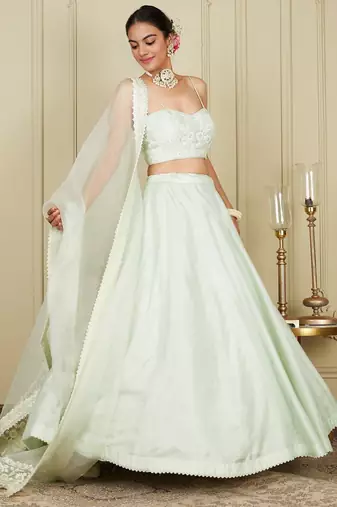 Silk Blend Embroidered work wedding Lehenga choli with dupatta.