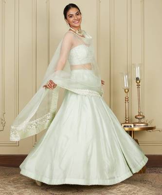 Silk Blend Embroidered work wedding Lehenga choli with dupatta. 5