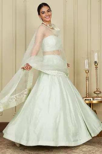 Silk Blend Embroidered work wedding Lehenga choli with dupatta.