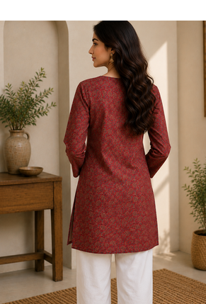 MAROON Rayon DIGITAL PRINTED KURTI  3