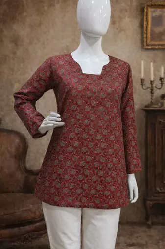 MAROON Rayon DIGITAL PRINTED KURTI 