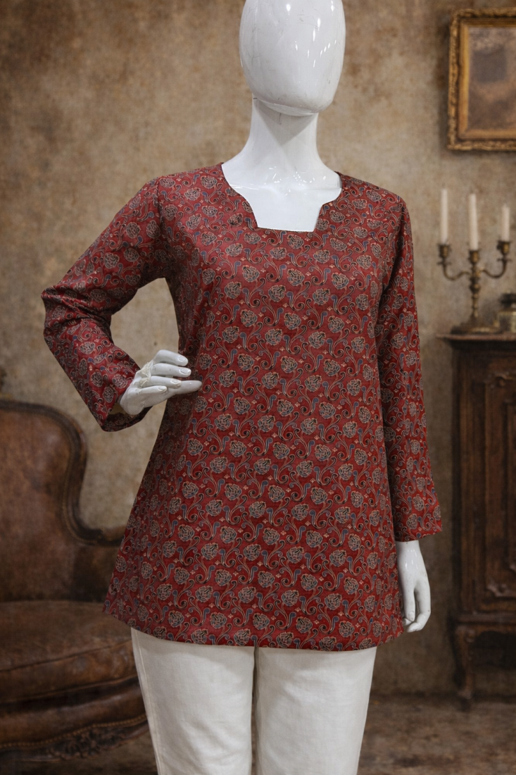 MAROON  REYON WITH DIGITAL PRINTED STYLISH WEAR KURTI 