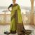 Lemon green soft silk blend banarasi jacuard work designer party wear saree with unstitched blouse piece