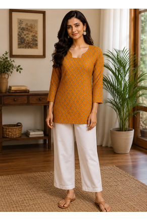 MUSTARD Rayon DIGITAL PRINTED KURTI  1