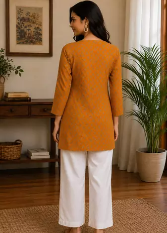 MUSTARD Rayon DIGITAL PRINTED KURTI 