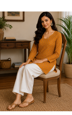 MUSTARD Rayon DIGITAL PRINTED KURTI  4