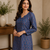 BLUE  REYON WITH DIGITAL PRINTED STYLISH WEAR KURTI 
