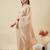 Cream crunchy silk heavy thread embroidery work kurta sharara set
