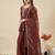 Brown crunchy silk heavy thread embroidery work kurta sharara set