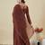 Brown crunchy silk heavy thread embroidery work kurta sharara set