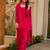 Rani pink silk crepe beautiful plain with printed dupatta kurta patiala set