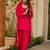 Rani pink silk crepe beautiful plain with printed dupatta kurta patiala set