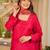 Rani pink silk crepe beautiful plain with printed dupatta kurta patiala set