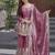 Onion pink fandy silk heavy thread embroidery work kurta sharara set
