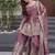 Onion pink fandy silk heavy thread embroidery work kurta sharara set