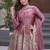 Onion pink fandy silk heavy thread embroidery work kurta sharara set