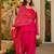 Rani pink silk crepe beautiful plain with printed dupatta kurta patiala set