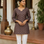 BROWN  REYON WITH DIGITAL PRINTED STYLISH WEAR KURTI 