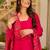 Rani pink silk crepe beautiful plain with printed dupatta kurta patiala set