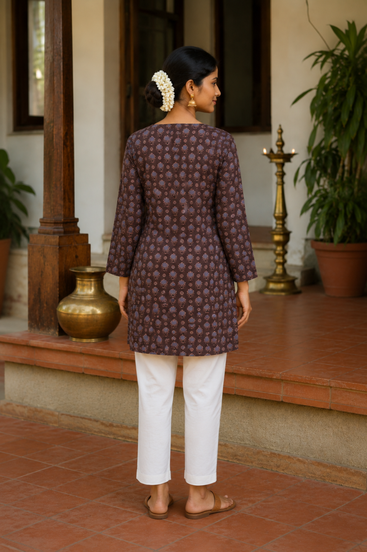 BROWN  REYON WITH DIGITAL PRINTED STYLISH WEAR KURTI 