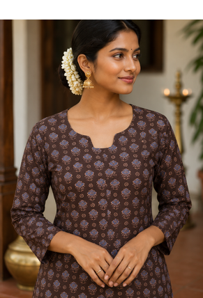 BROWN Rayon DIGITAL PRINTED KURTI  4