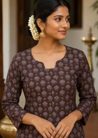 BROWN Rayon DIGITAL PRINTED KURTI 
