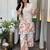 Cream cotton printed kurta with pant