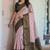 Baby pink soft silk blend banarasi jacuard work designer party wear saree with unstitched blouse piece