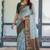 Sea green soft silk blend banarasi jacuard work designer party wear saree with unstitched blouse piece