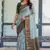 Sea green silk blend banarasi saree with unstitched blouse piece