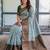 Sea green soft silk blend banarasi jacuard work designer party wear saree with unstitched blouse piece