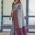 Grey navy soft silk blend banarasi jacuard work designer party wear saree with unstitched blouse piece