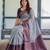 Grey navy soft silk blend banarasi jacuard work designer party wear saree with unstitched blouse piece